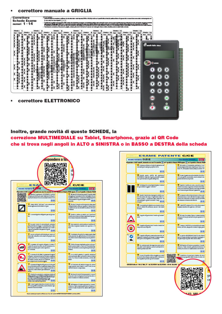 Schedine per esercitazione e correttori (Quiz Patenti C e D)